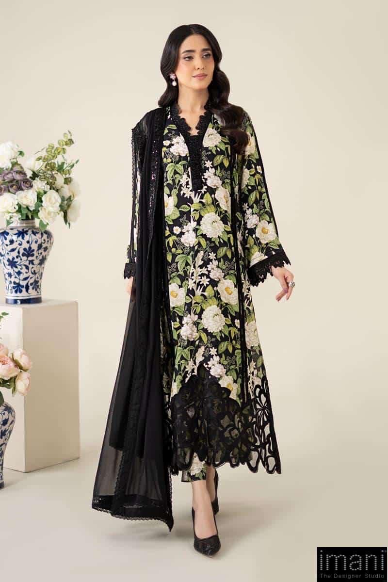 Buy Maria B Style Printed Embroidered Black Dress Online Pakistan – Dhee Rani