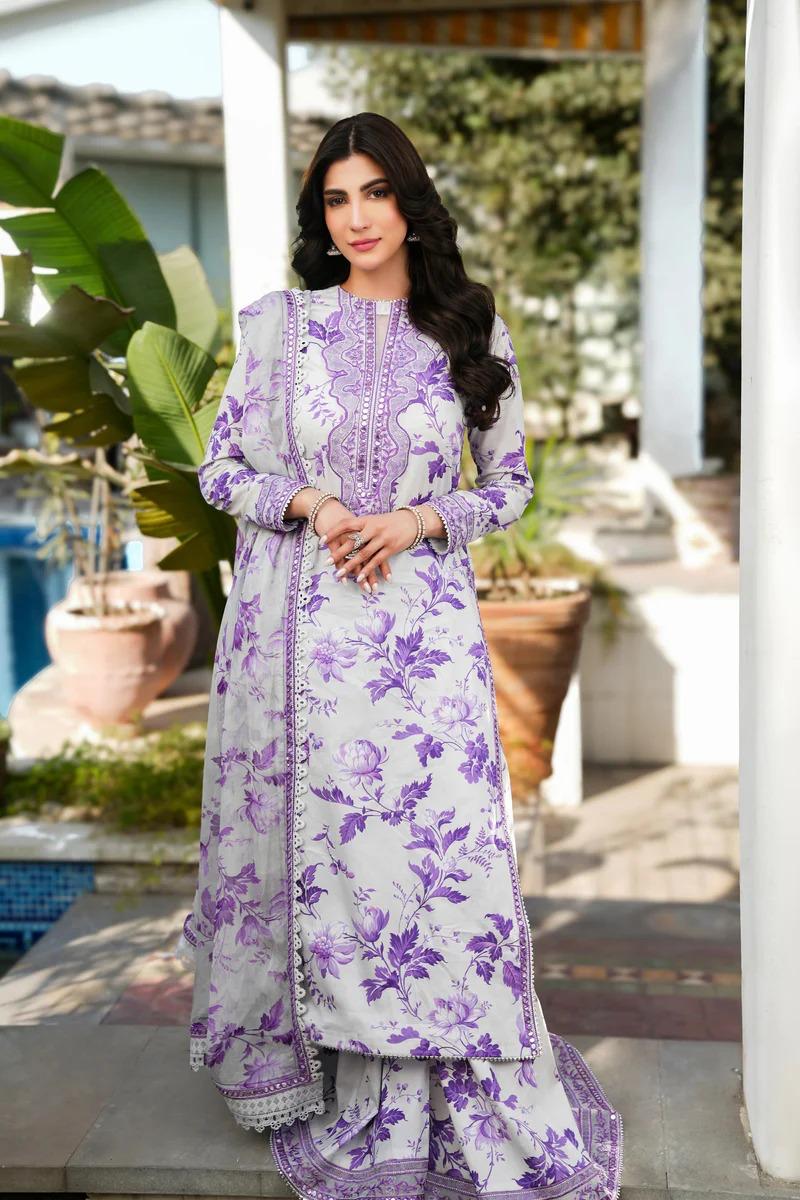Aneelas Printed Emb Dress 3 Piece 5157