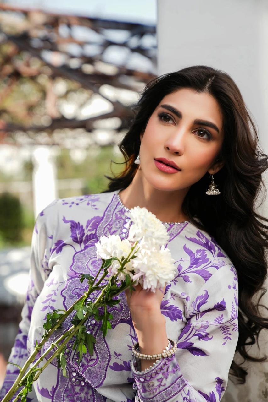 Aneelas Printed Emb Dress 3 Piece 5157