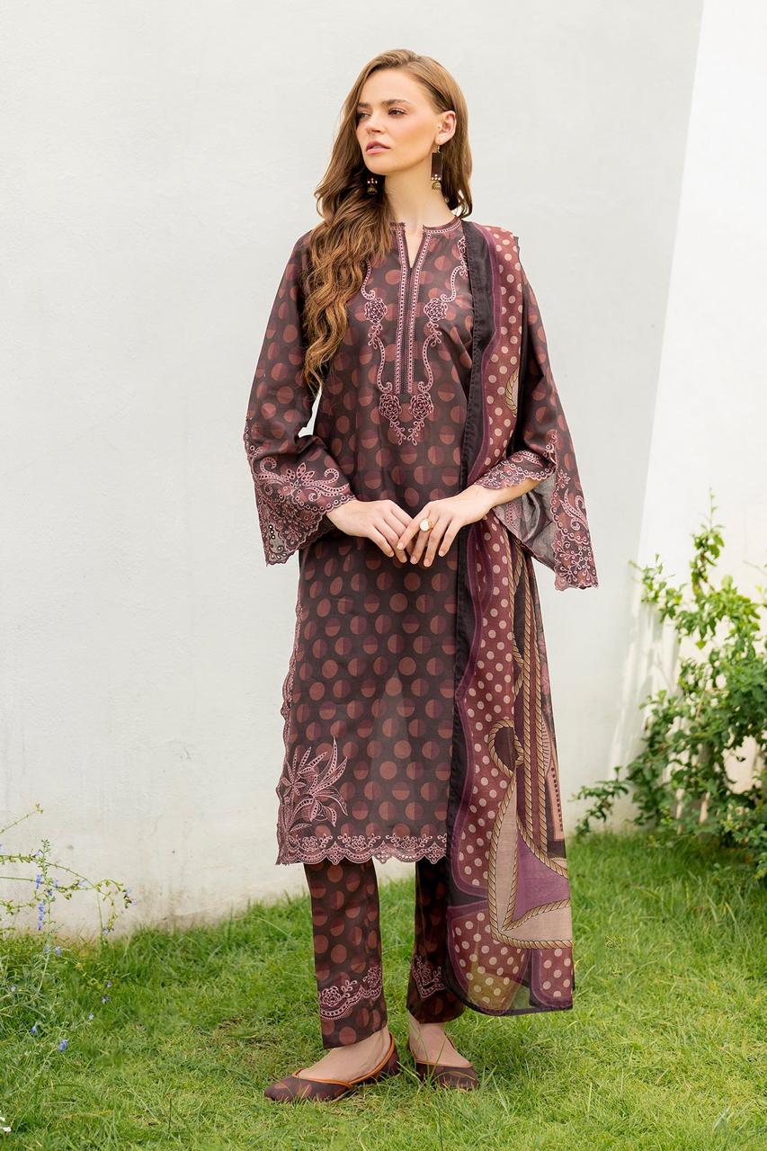 BAROUQE KHADDAR PRINTED EMBROIDERY DRESS 3 PIECE 2406