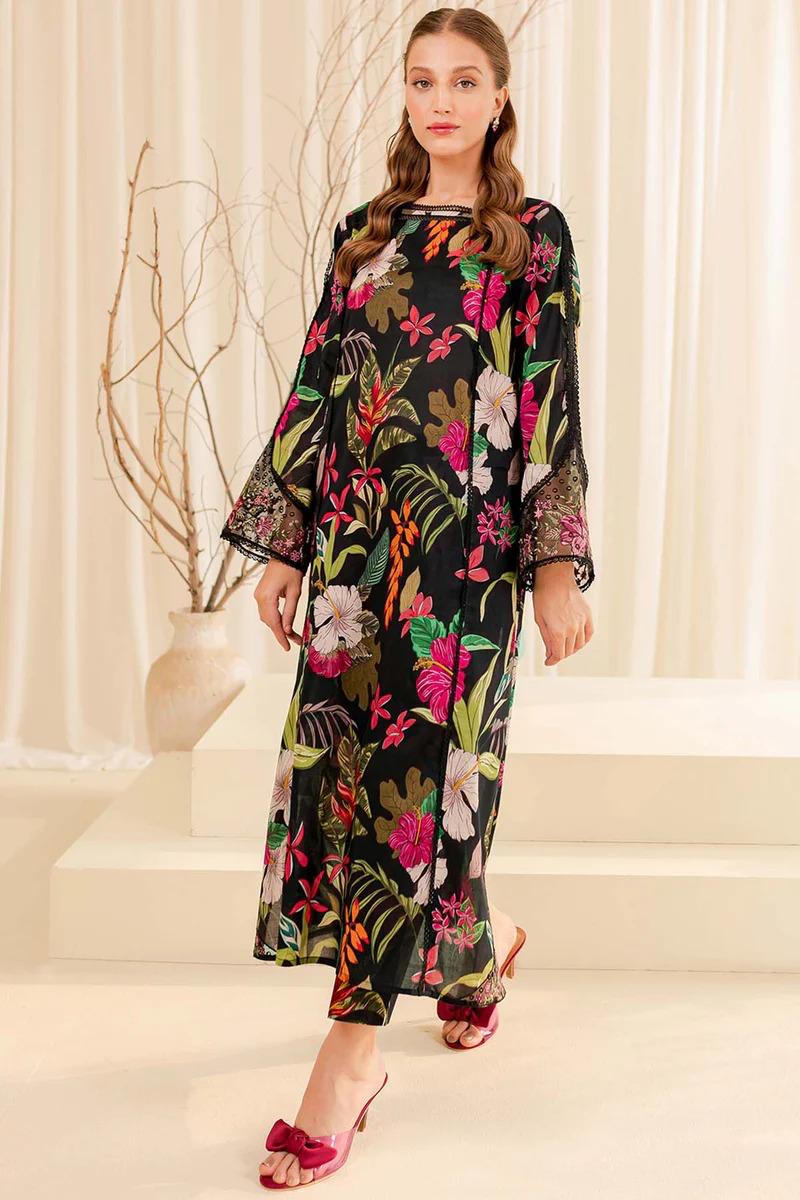 Farasha Printed Emb Dress 3 Piece
