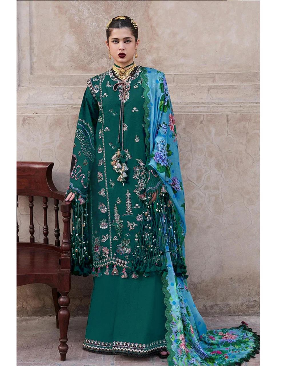 HUSSAIN REHAR DHANAK EMBROIDERY DRESS 3 PIECE 2357