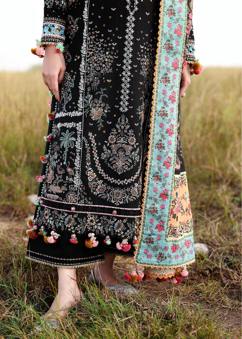Buy Hussain Rehar Lawn Embroidery Dress 3-Piece Unstitched - Dhee Rani