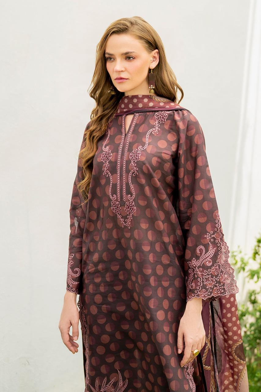 BAROUQE KHADDAR PRINTED EMBROIDERY DRESS 3 PIECE 2406