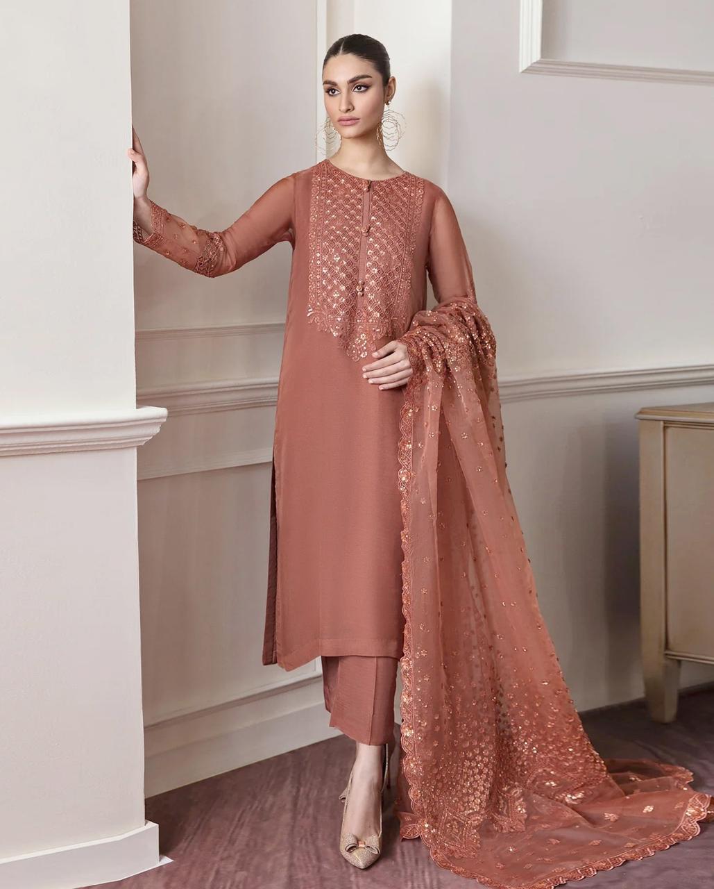 BAROQUE SOFT CHIFFON EMBROIDERY DRESS 3 PIECE 2346