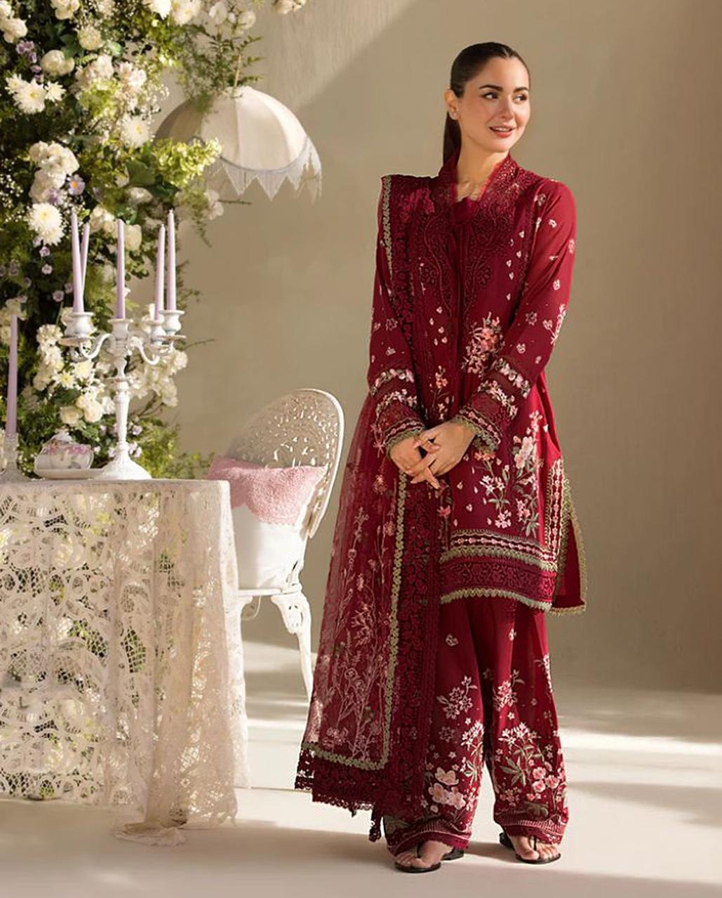 HUSSAIN REHAR DHANAK EMBROIDERY DRESS 3 PIECE 2366