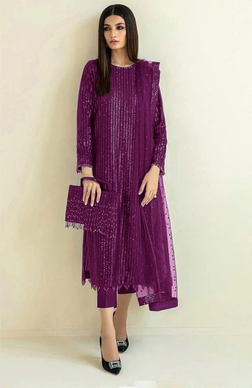 BAROOQUE SOFT NET EMBROIDERY COLLECTION 3 PIECE 2364