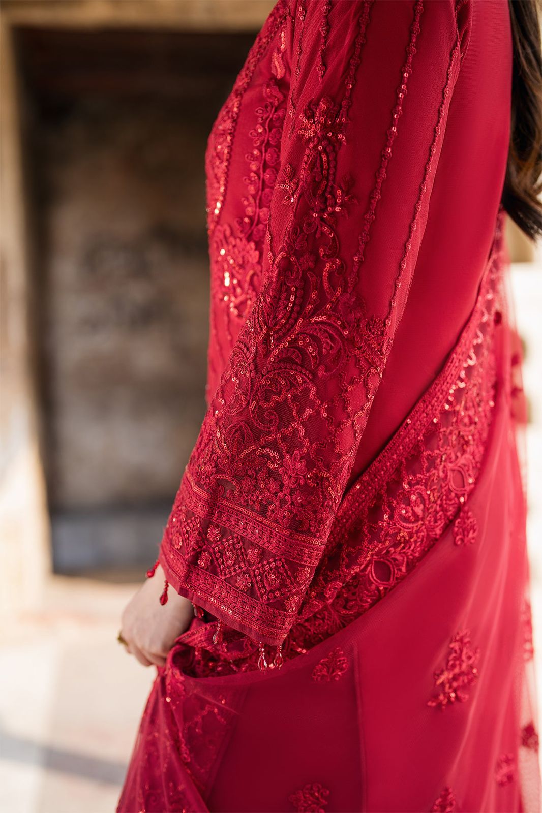 IMROZIA SOFT NET HEAVILY EMBROIDERY DRESS 3 PIECE 2338