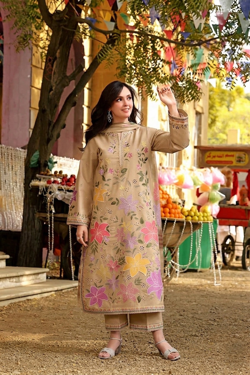 Aneelas Collection Embroidery Lawn Dress | 3-Piece