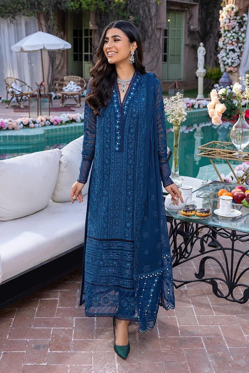 Buy AZURE Embroidered Chiffon Dress - 3 PIECE Unstitched - Dhee Rani