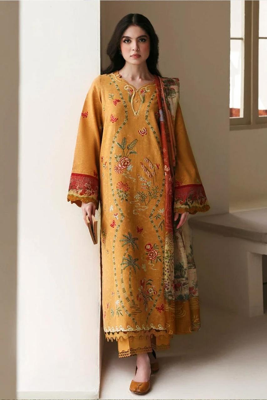 Buy Hussain Rehar Embroidery Dress Dhanak Fabric Online
