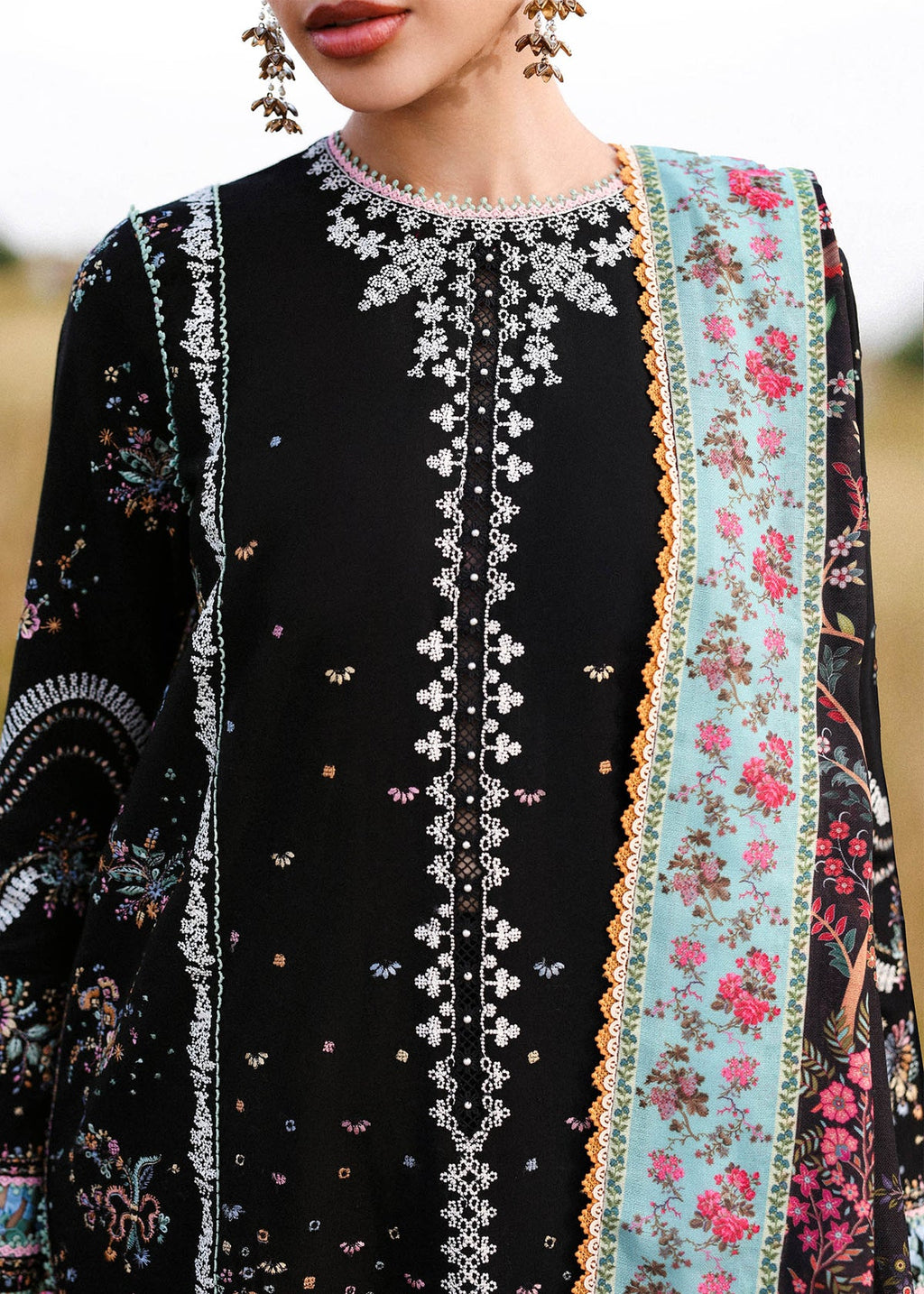 Buy Hussain Rehar Lawn Embroidery Dress 3-Piece Unstitched - Dhee Rani