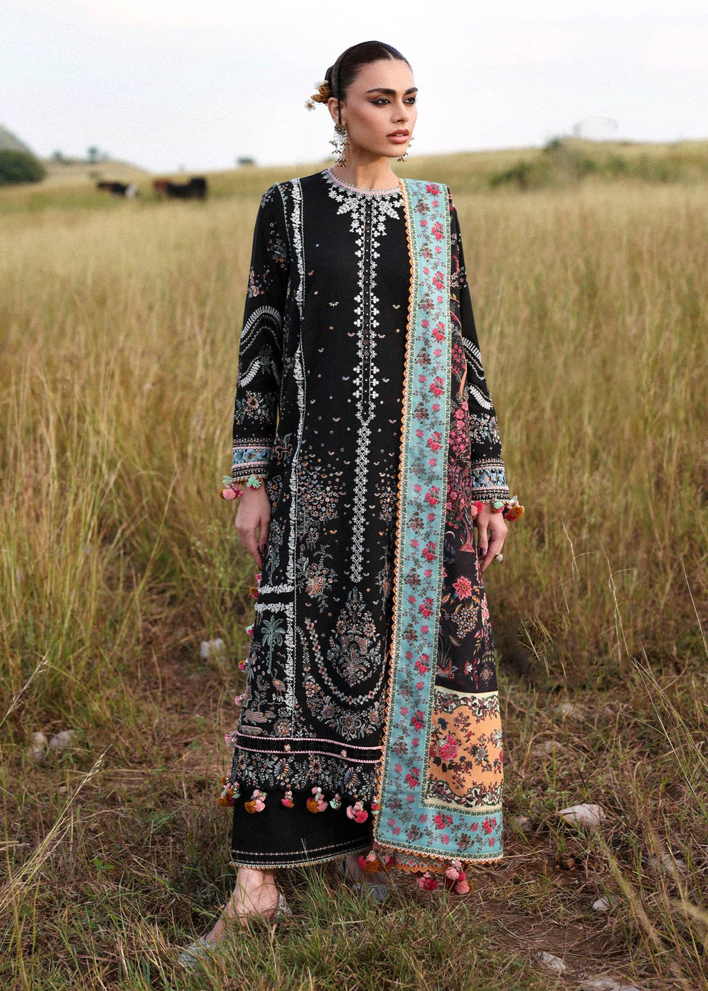 Buy Hussain Rehar Lawn Embroidery Dress 3-Piece Unstitched - Dhee Rani