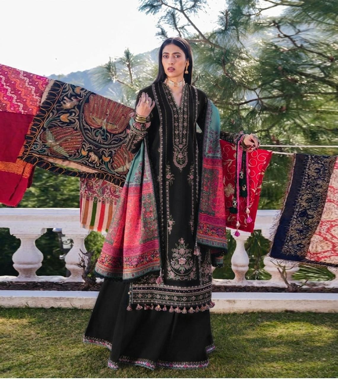 Buy Hussain Rehar Lawn Printed Embroidery Unstitched - 3 Piece Dress