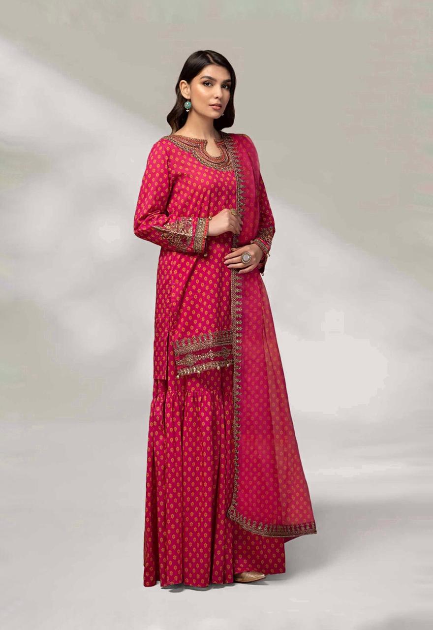 Buy Maria B. Lawn Printed Embroidered 3 Piece Unstitched Dress - dheeranipk.com