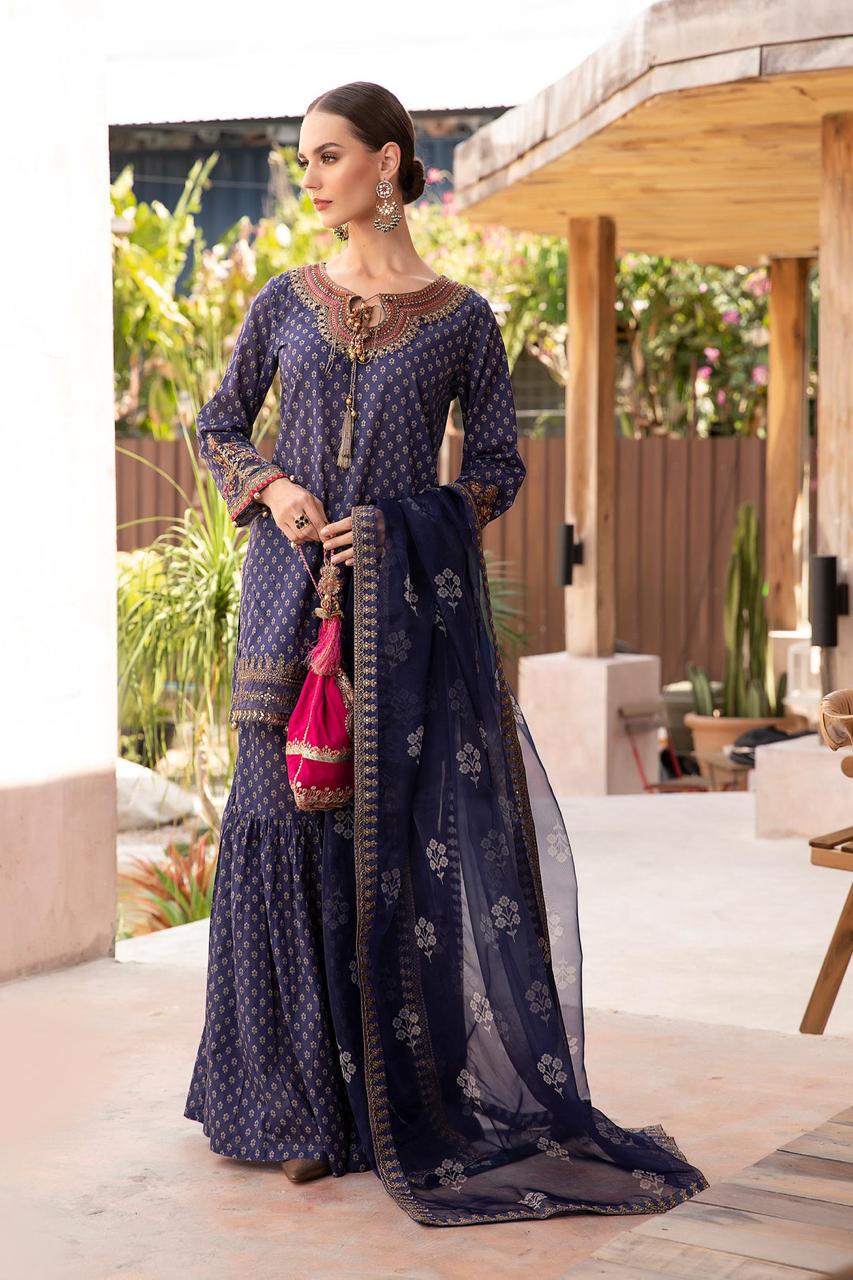 Buy Printed Embroidered 3 Piece Dress Unstitched Lawn Maria B - dheeranipk.com