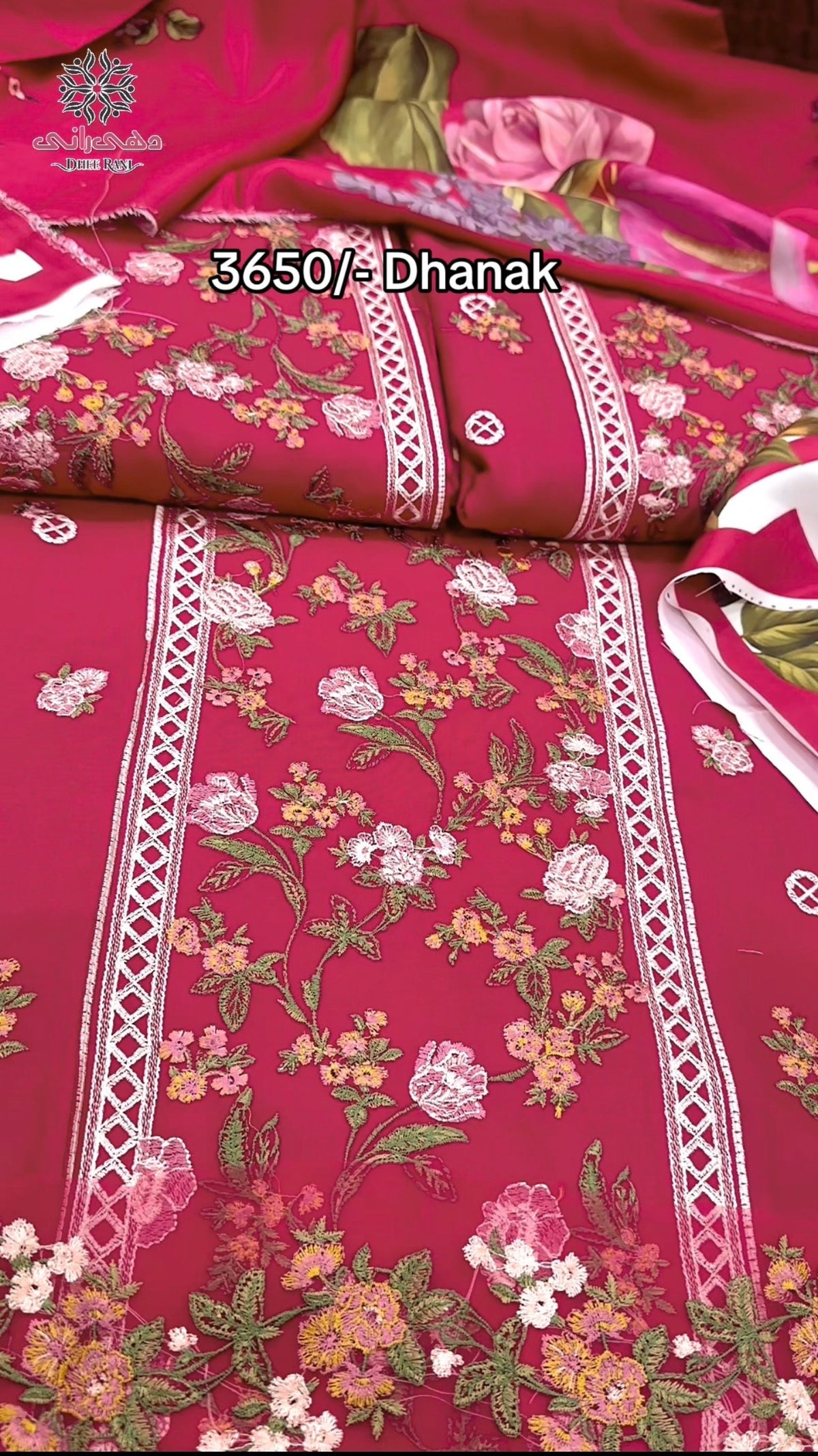 Elaaf Dhanak Emb Dress 5643 Pink
