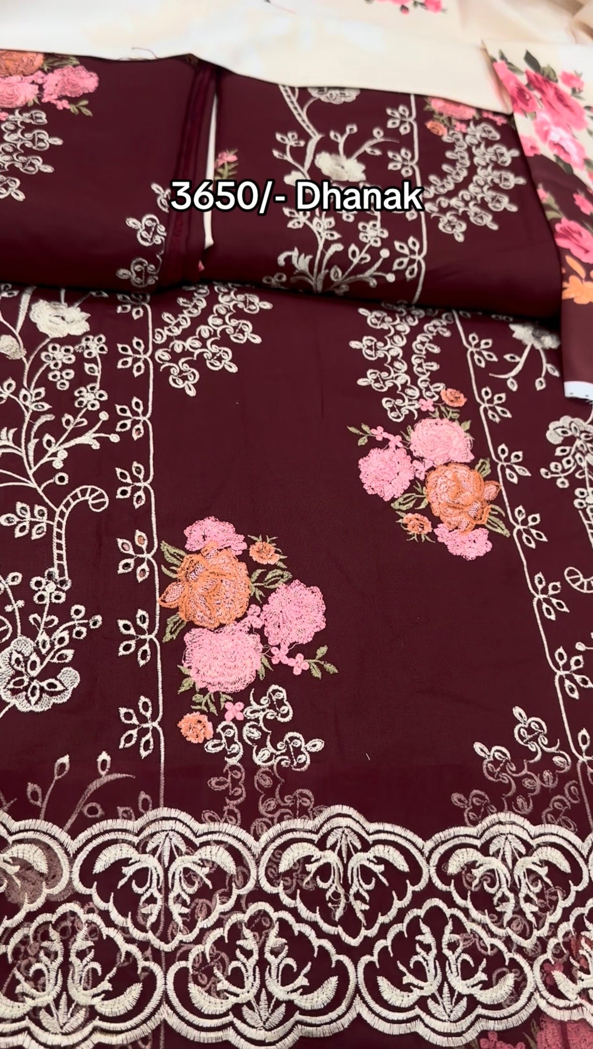 Elaaf Embroidered Dhanak Fabric Meroon Dress online