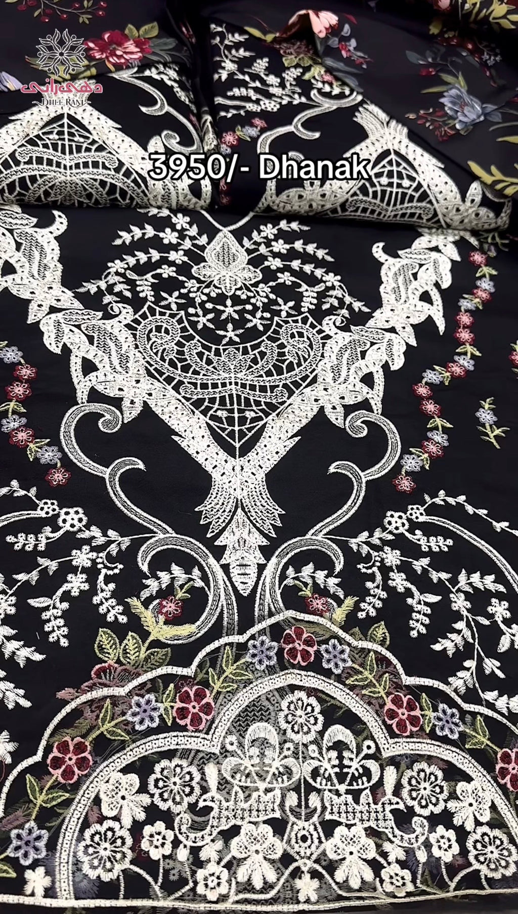 Hussain Rehar Dhanak Winter Embroidered Black Dress 