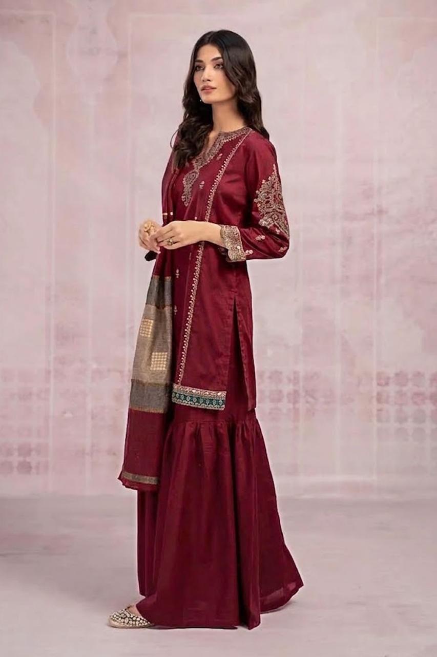 Maria B Embroidery Dress 5528 Meroon