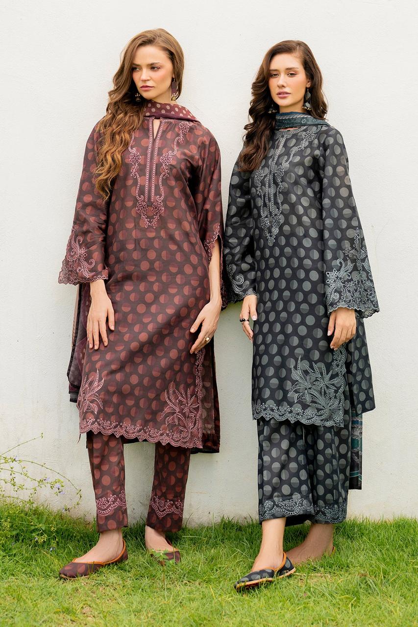 BAROUQE KHADDAR PRINTED EMBROIDERY DRESS 3 PIECE 2406